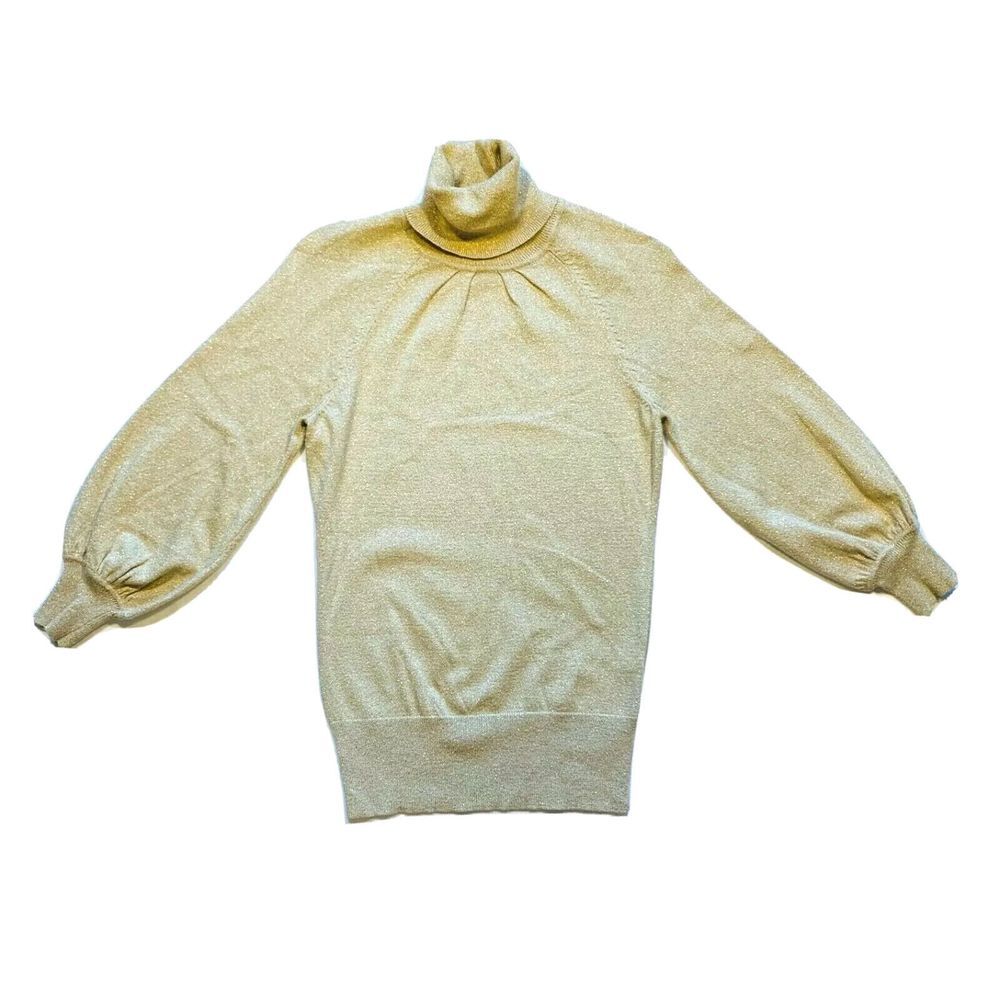 NEW Vintage‎ Express Design Studio Metallic Turtleneck Sweater Shimmer Gold XS